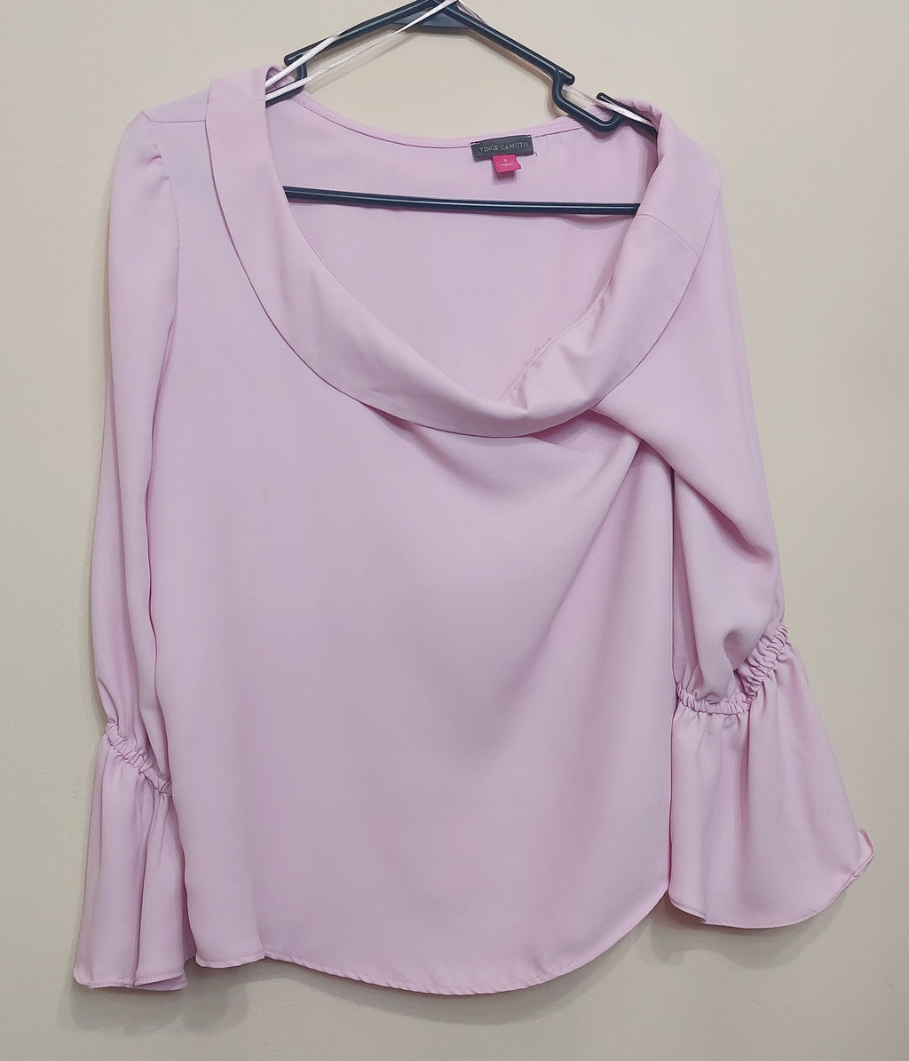 4 25 Vince Camuto S Pink Cowl Neck Bell Sleeve Blouse