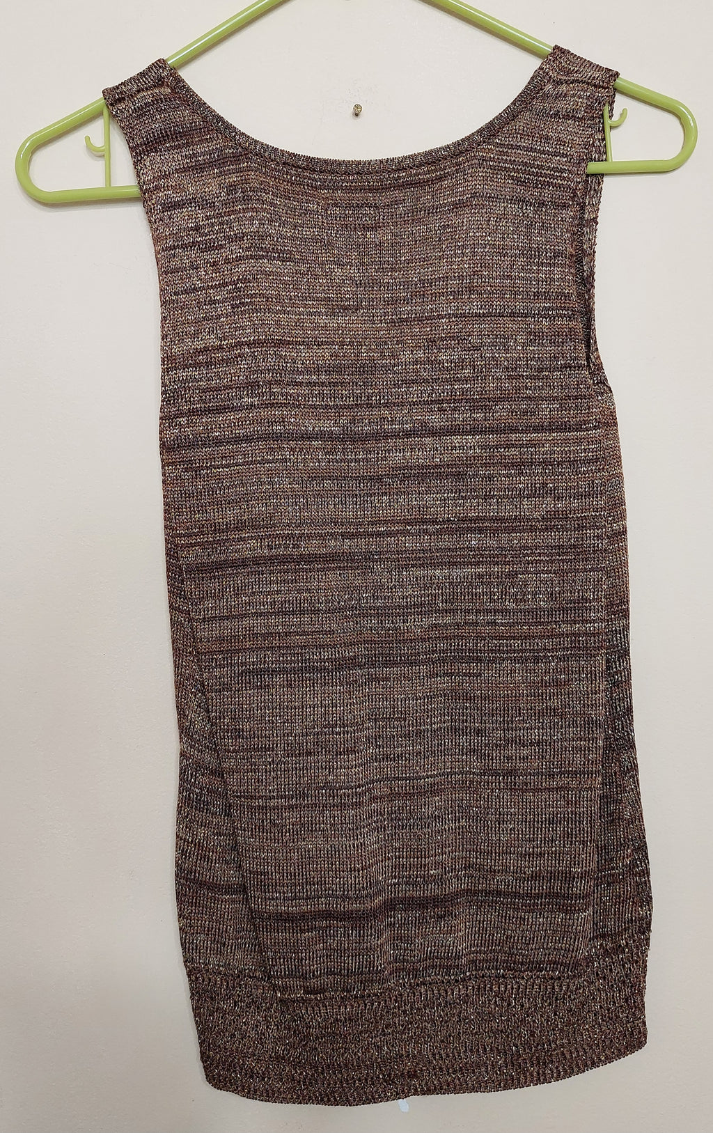 6 26 Chicos Brown Metallic Knit Sleeveless Sweater Tank Size 1