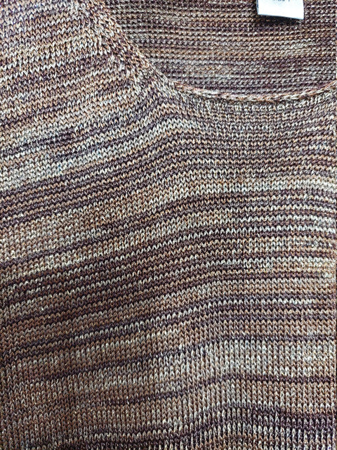 6 26 Chicos Brown Metallic Knit Sleeveless Sweater Tank Size 1