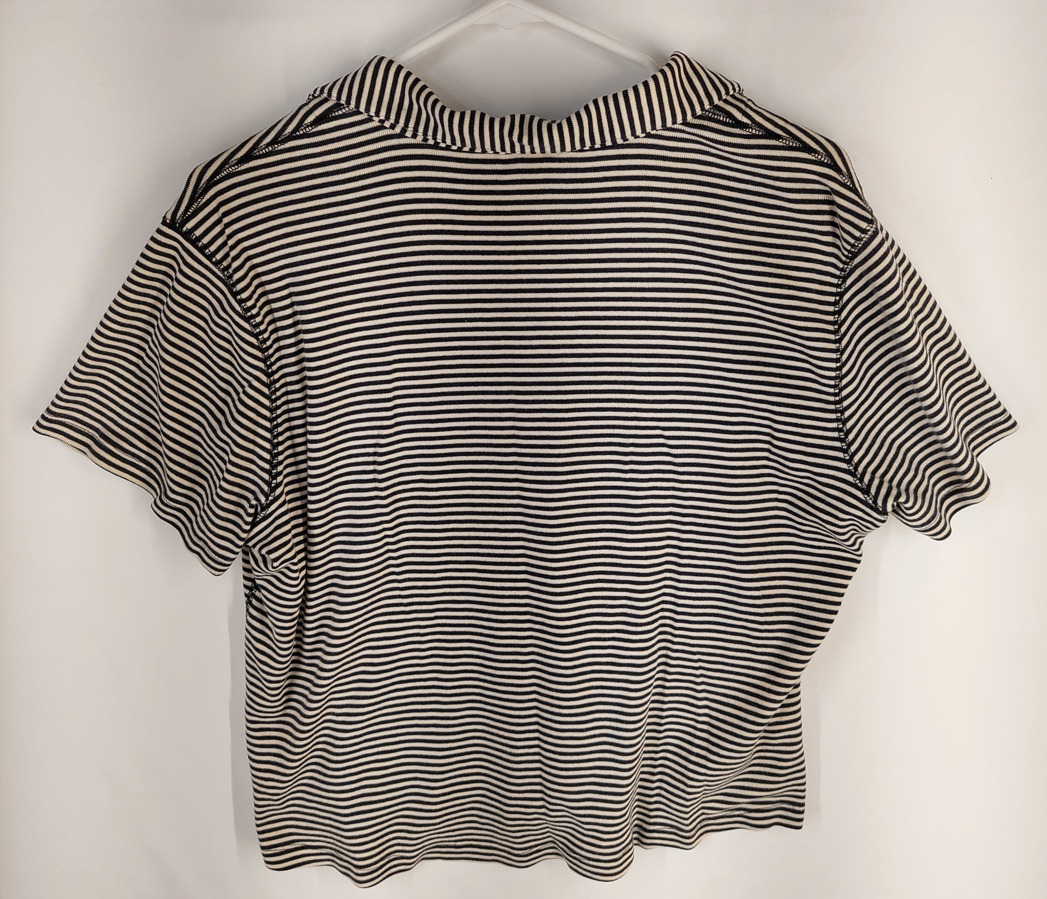 9-26 St. John’s Bay Size XL Black Cream Striped Cotton Polo Shirt Pocket