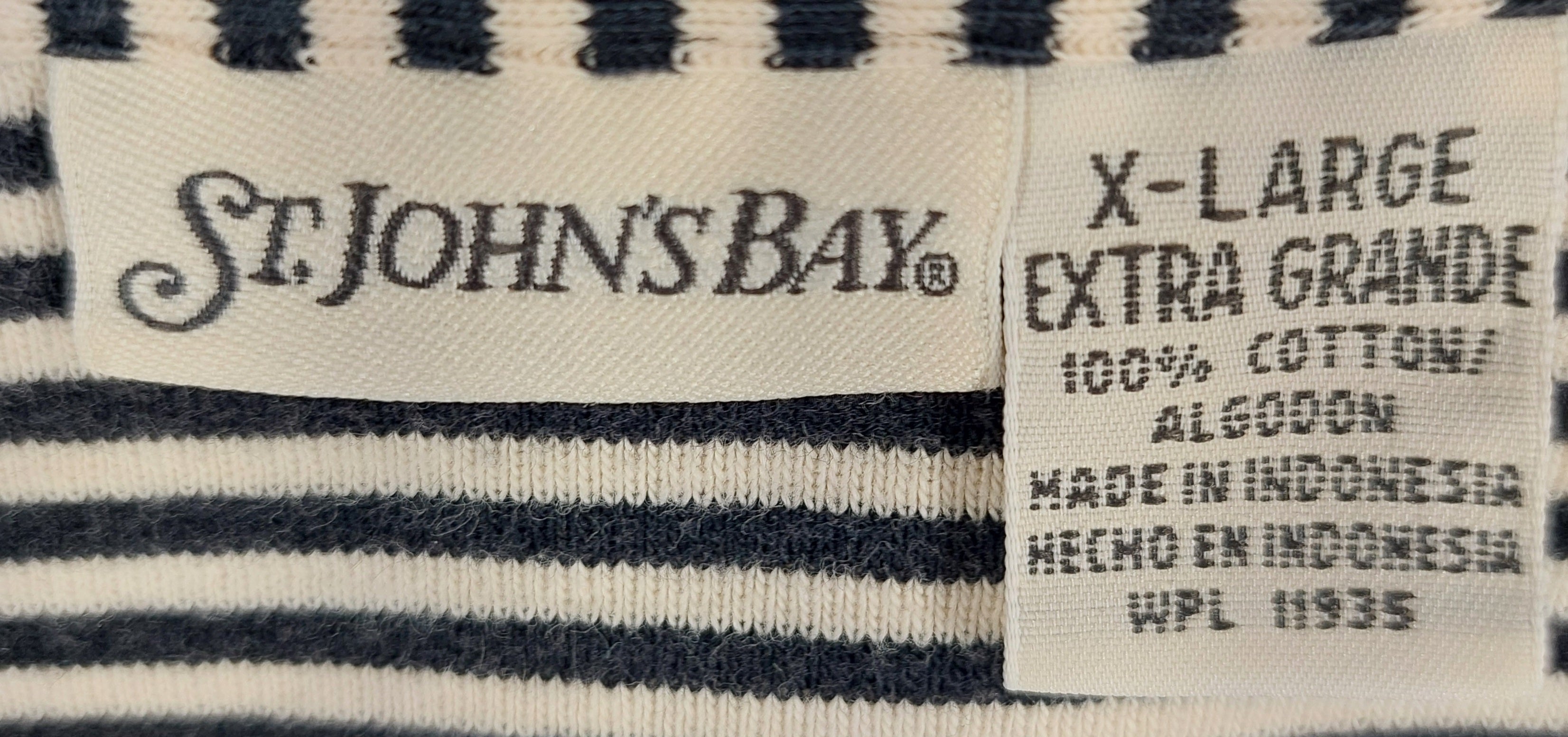 9-26 St. John’s Bay Size XL Black Cream Striped Cotton Polo Shirt Pocket