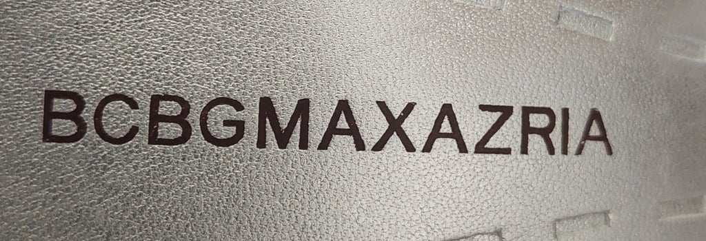 7 26 BCBGMAXAZRIA 8B Silver Leather T Strap Heels