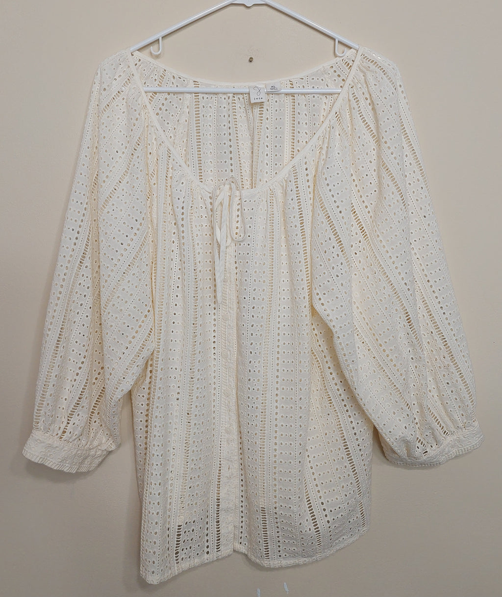 5 27 Joie Ivory Eyelet Lace Peasant Blouse XL