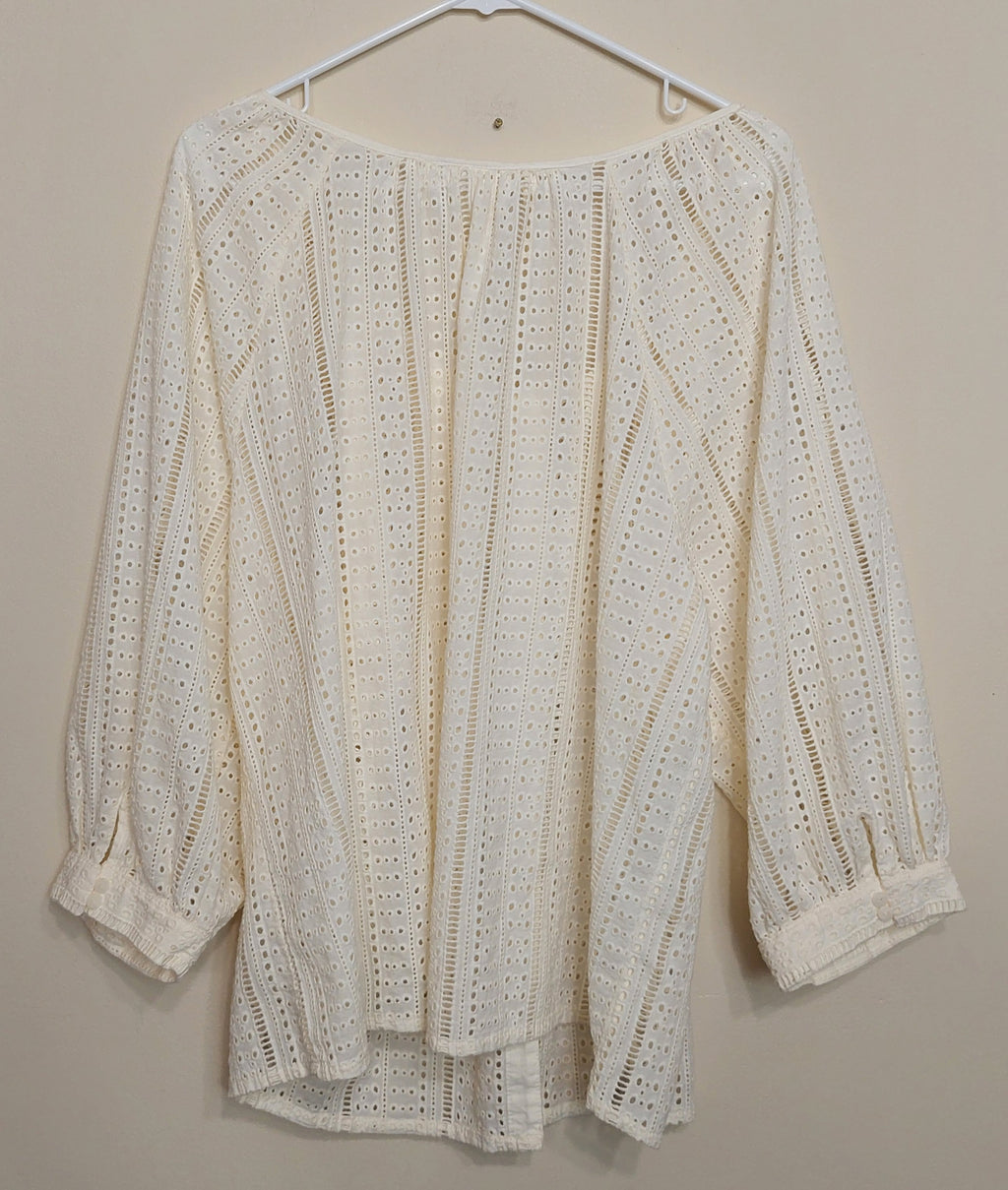 5 27 Joie Ivory Eyelet Lace Peasant Blouse XL