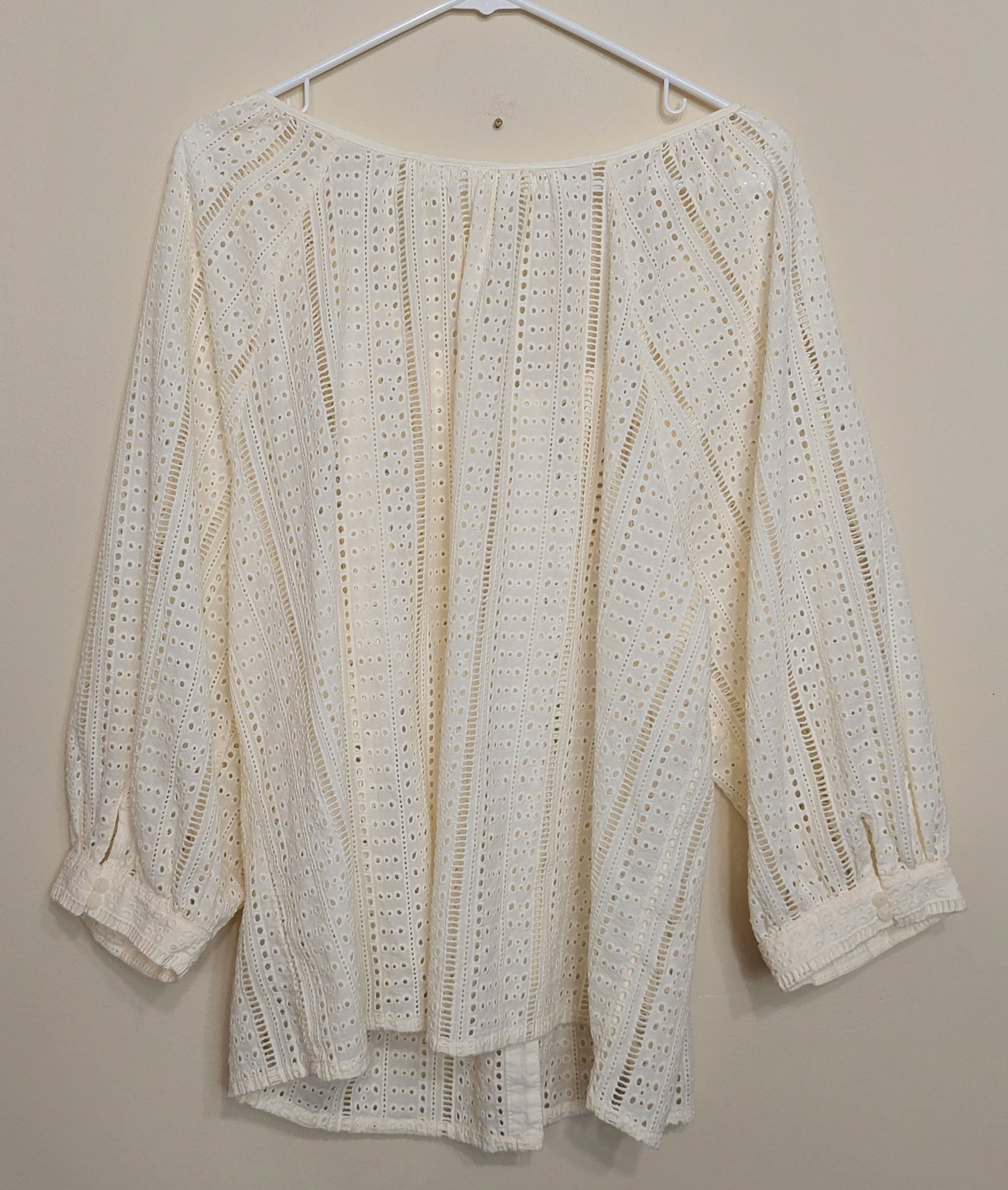5 27 Joie Ivory Eyelet Lace Peasant Blouse XL
