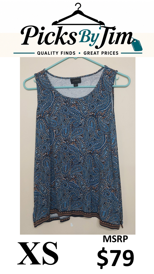 7 27 J Jill XS Blue Paisley Wearever Sleeveless Tunic