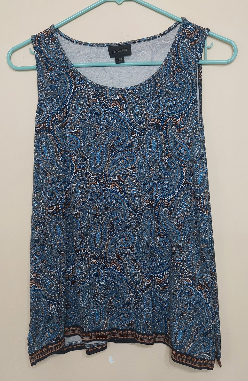 7 27 J Jill XS Blue Paisley Wearever Sleeveless Tunic