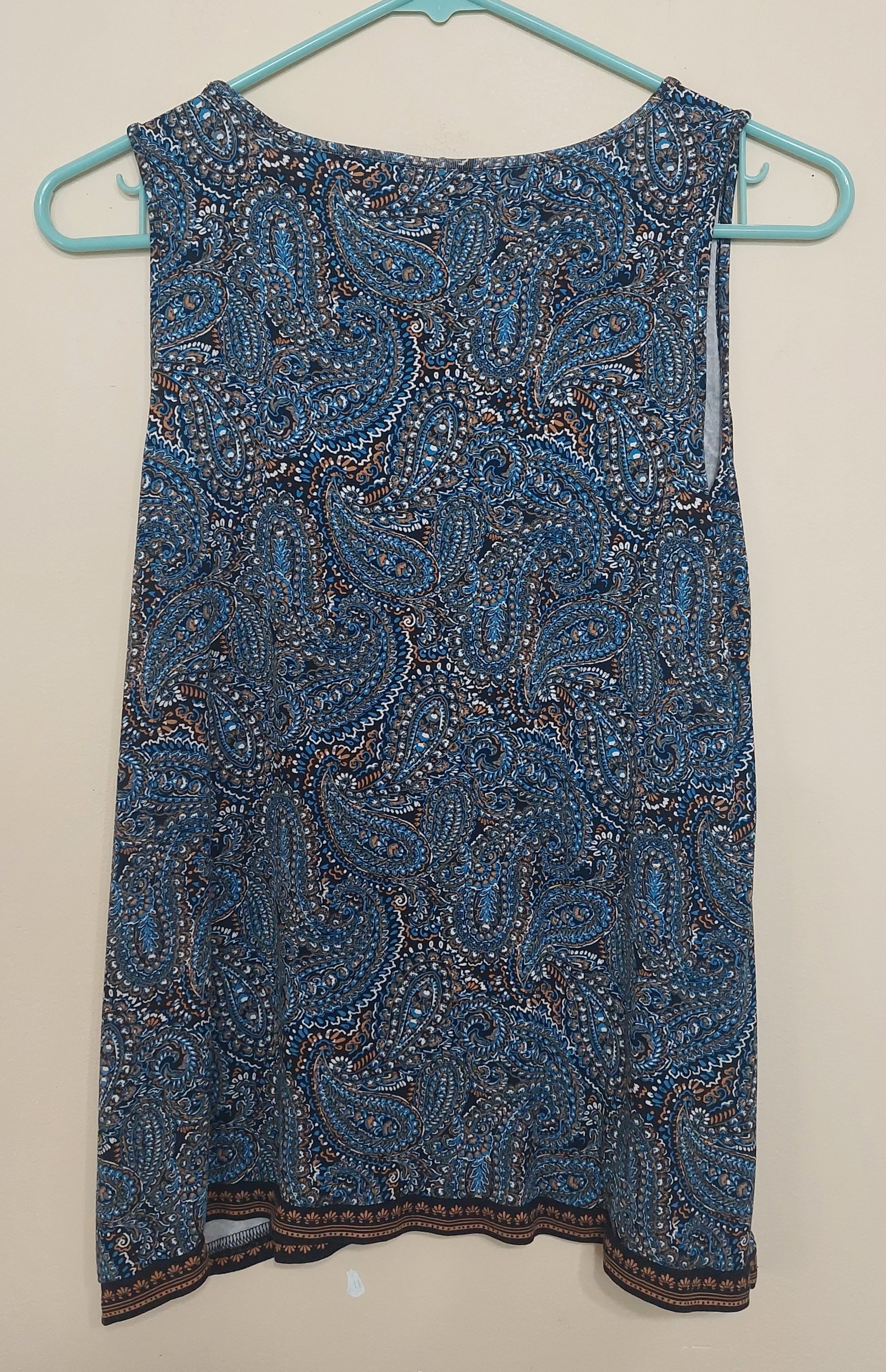 7 27 J Jill XS Blue Paisley Wearever Sleeveless Tunic