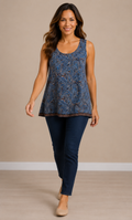 7 27 J Jill XS Blue Paisley Wearever Sleeveless Tunic