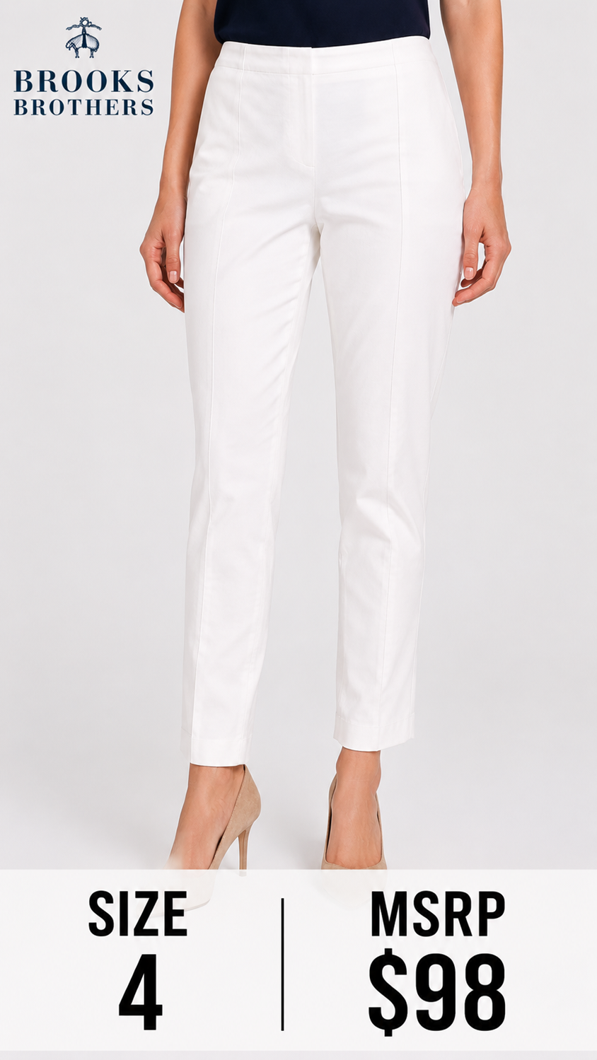 6 27 Brooks Brothers Natalie Fit White Dress Pants Size 4