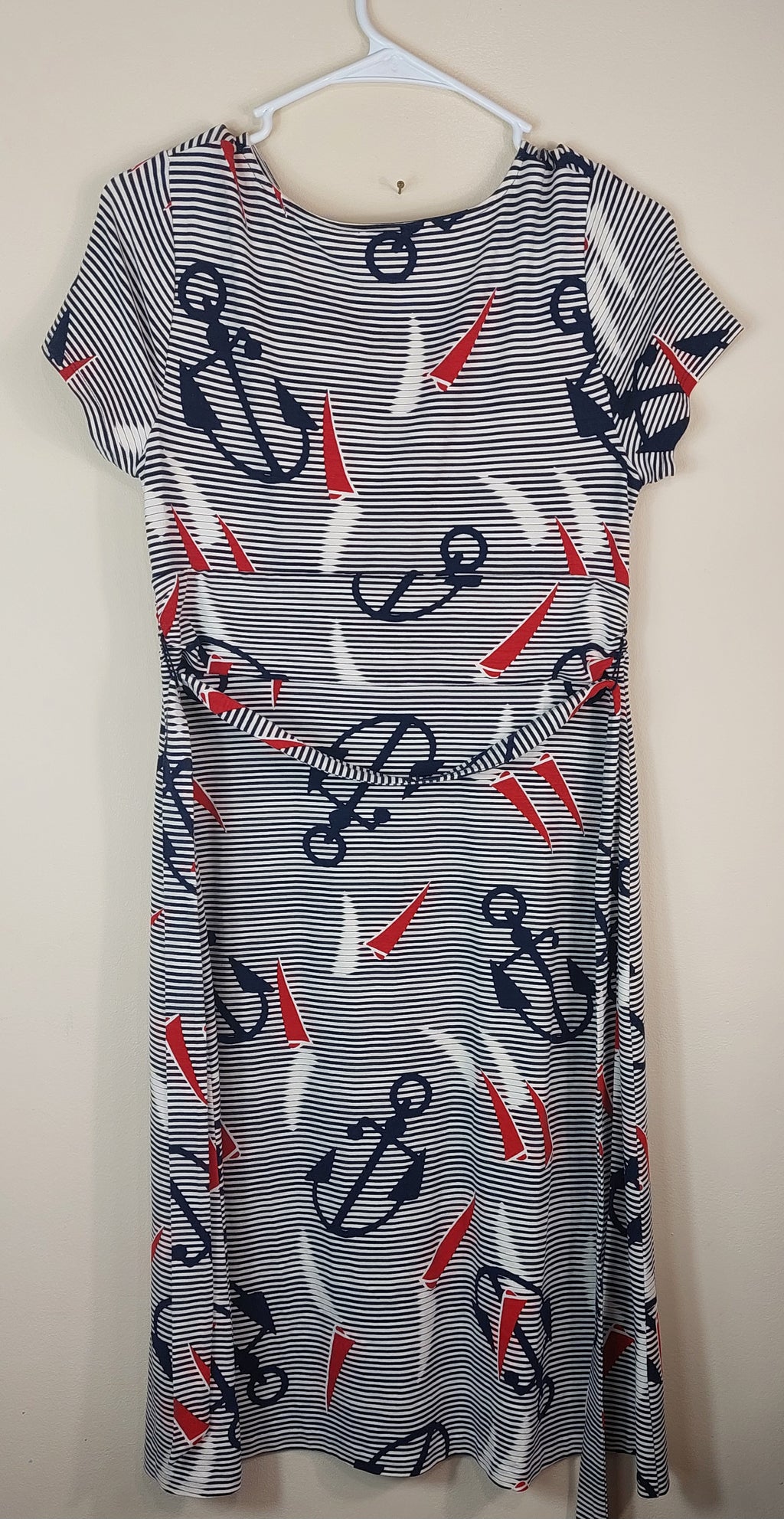 2 38 Talbots Dress Nautical inspired print blue gray white red Size Small