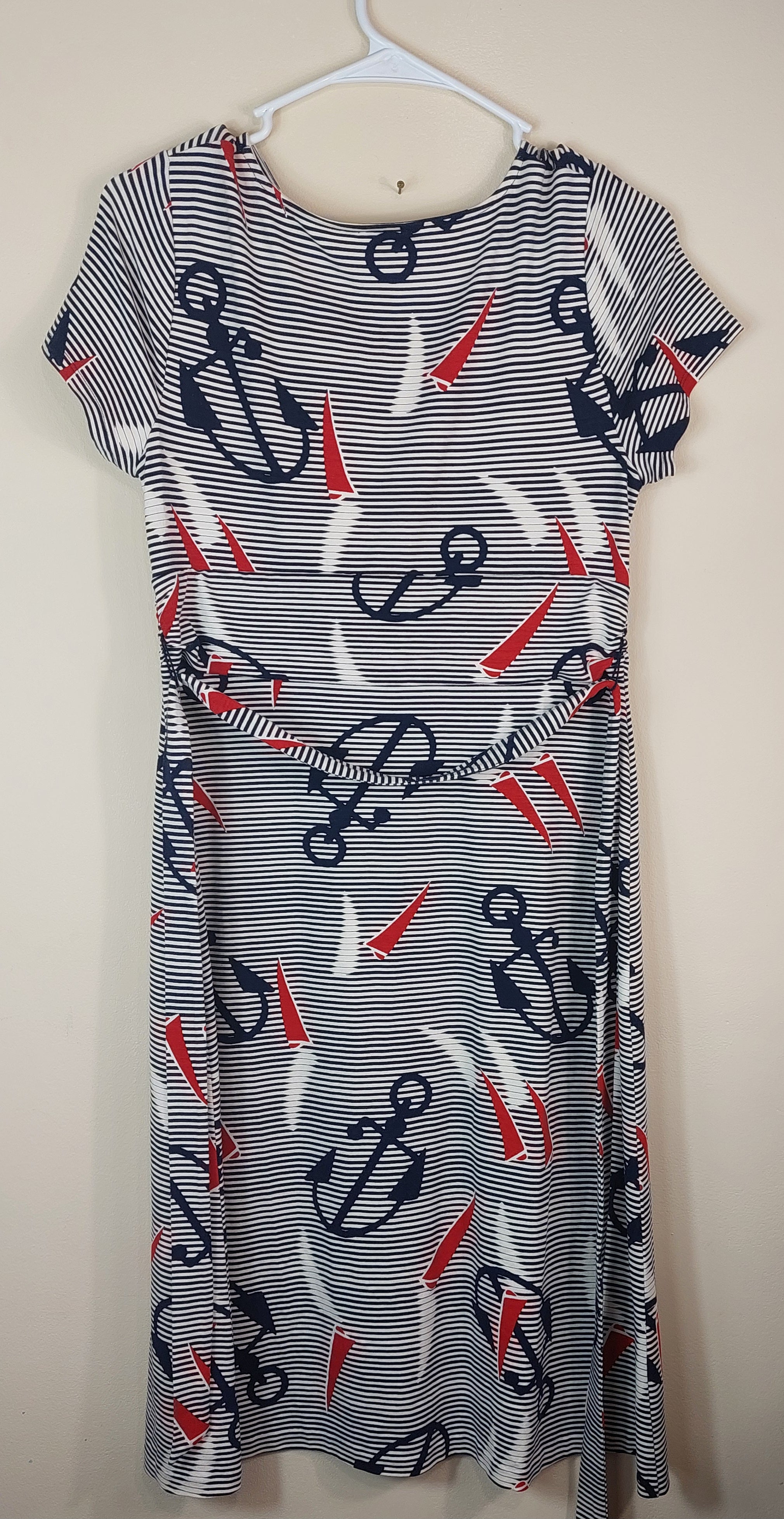 2 38 Talbots Dress Nautical inspired print blue gray white red Size Small