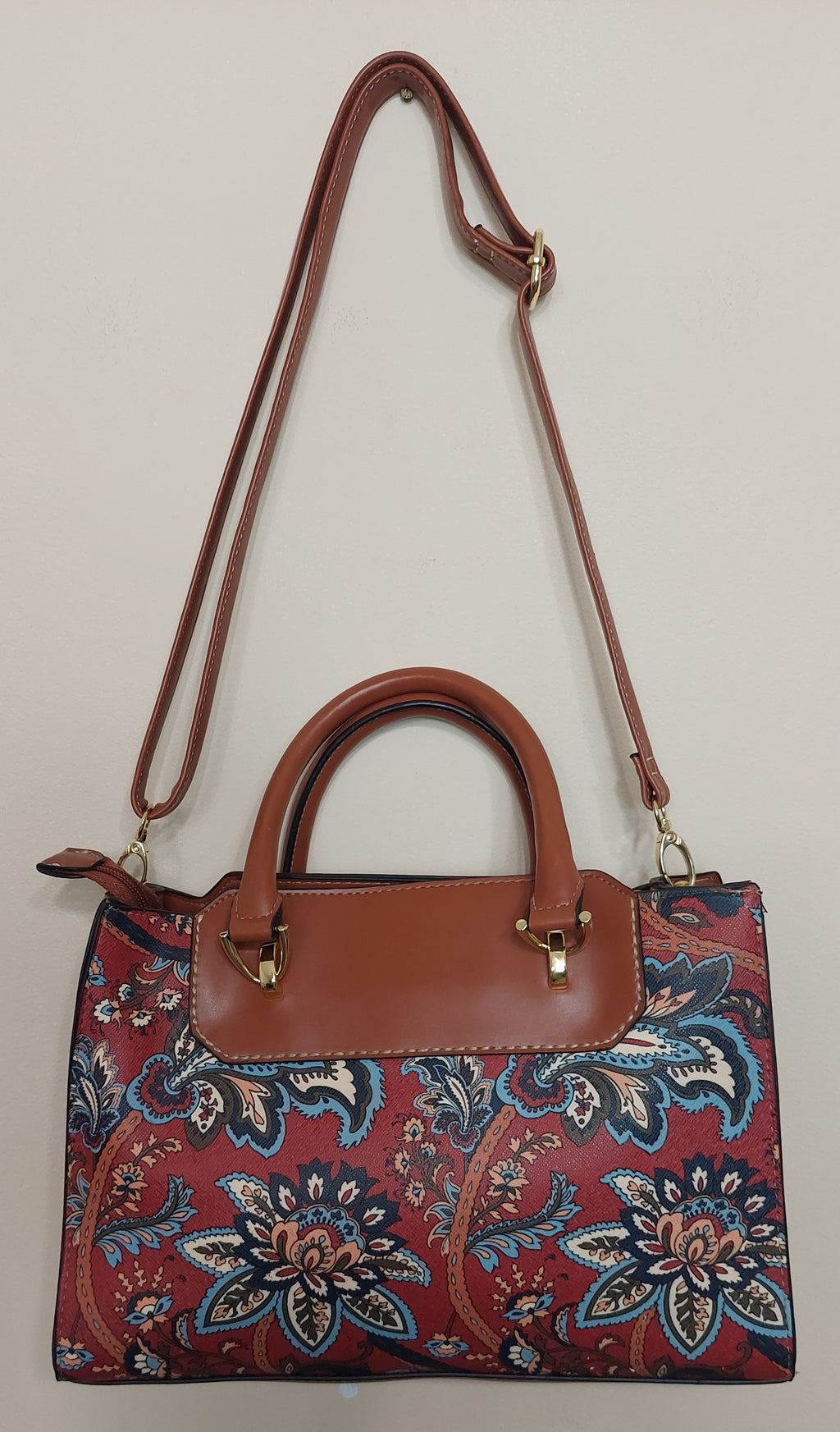 5 28 London Fog Paisley Print Satchel Crossbody Purse Tote Bag