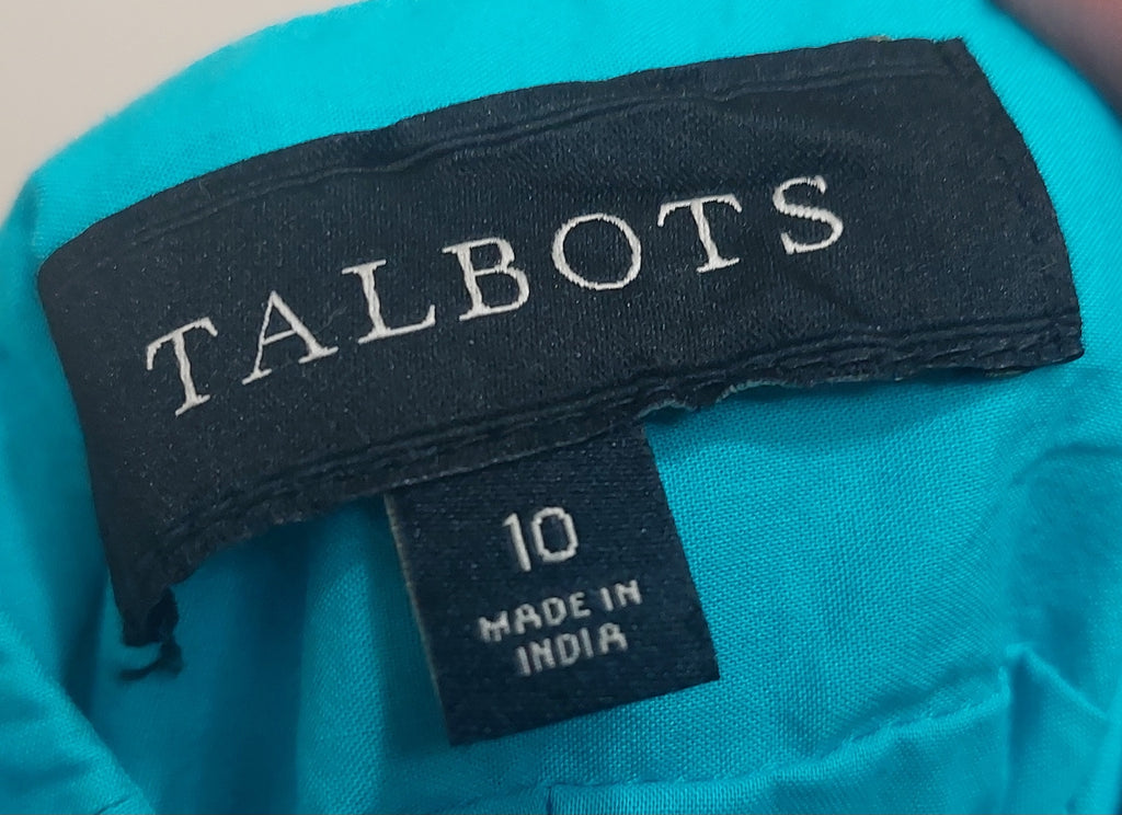 4 46 Talbots Size 10 Embroidered Eyelet A Line Skirt Turquoise