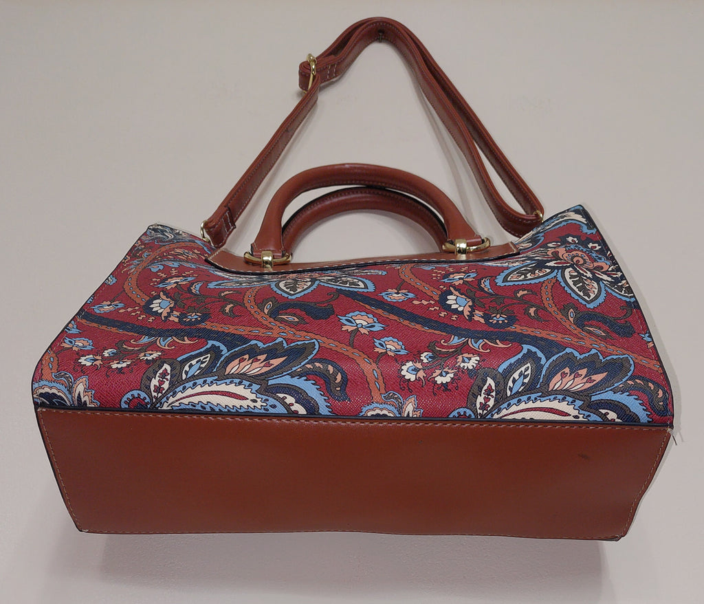 5 28 London Fog Paisley Print Satchel Crossbody Purse Tote Bag