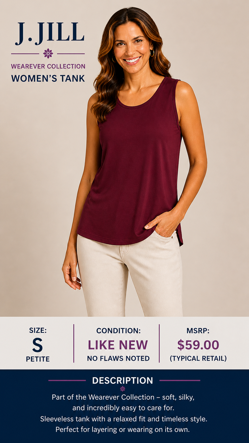 1 33 J. Jill Maroon Tank Size Small