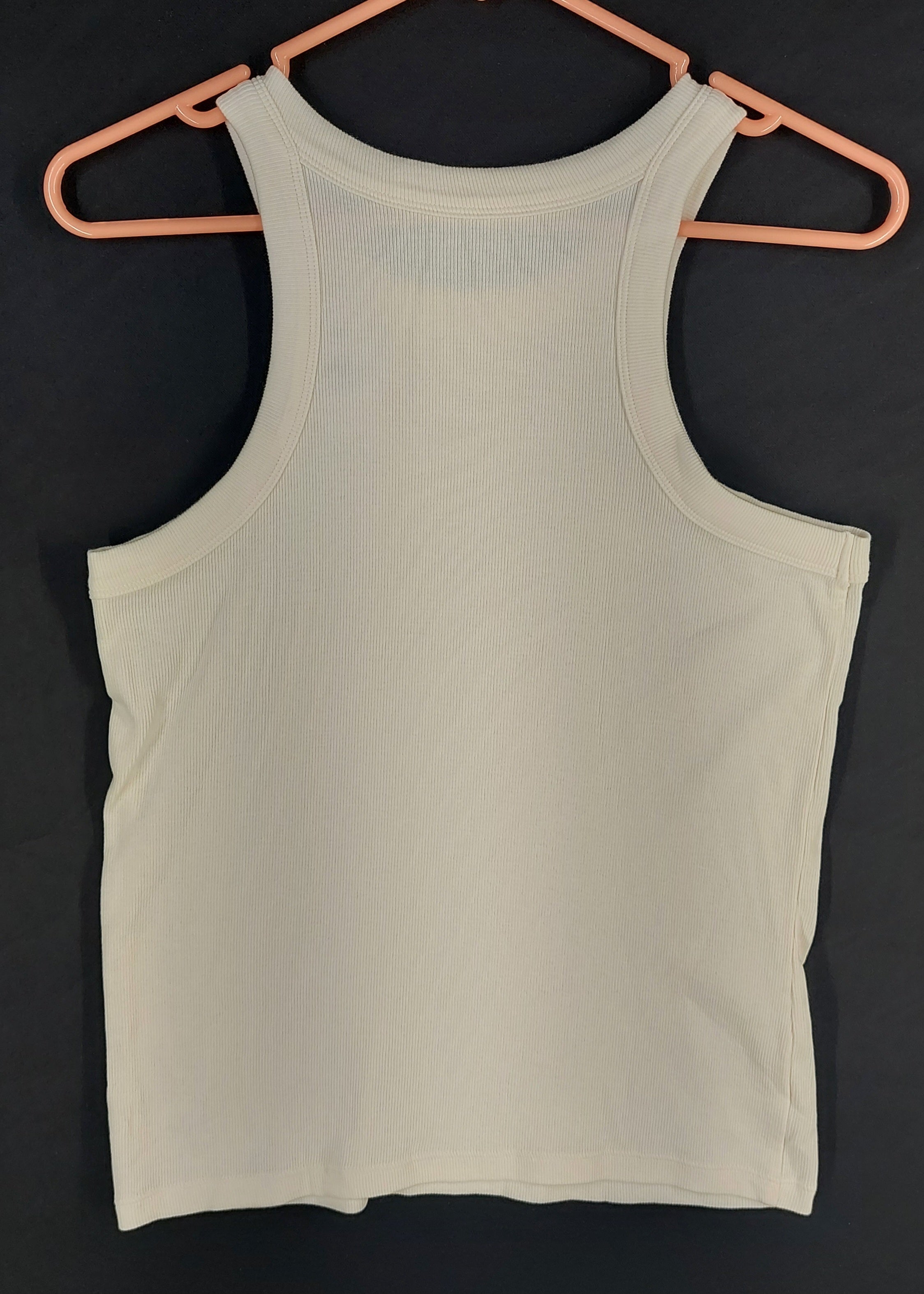 8-28 LOFT Size L Ivory Ribbed Sleeveless Tank Top High Neck Racerback Casual