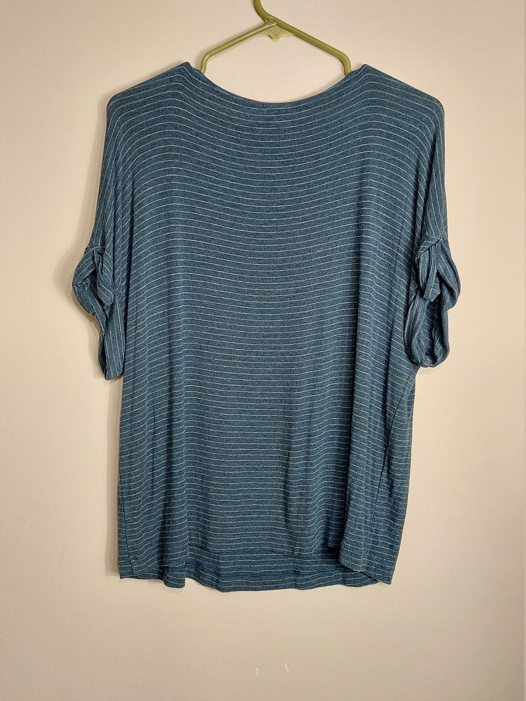 1 34 Chicos Blue Gathered Short Sleeve Top Size Medium