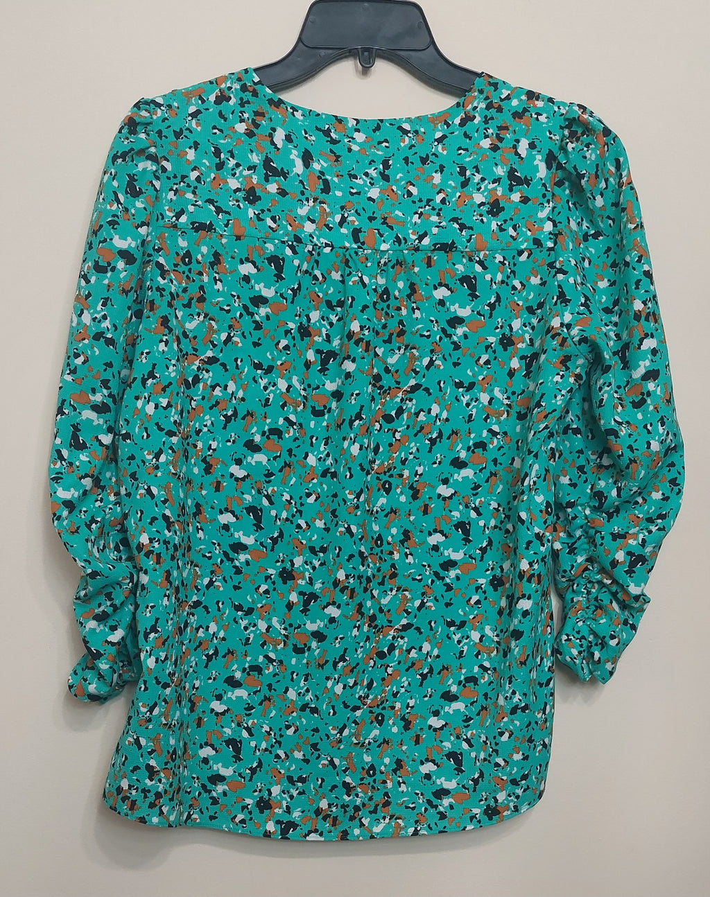 4 43 Joie Size S Abstract Print Peasant Blouse Aqua