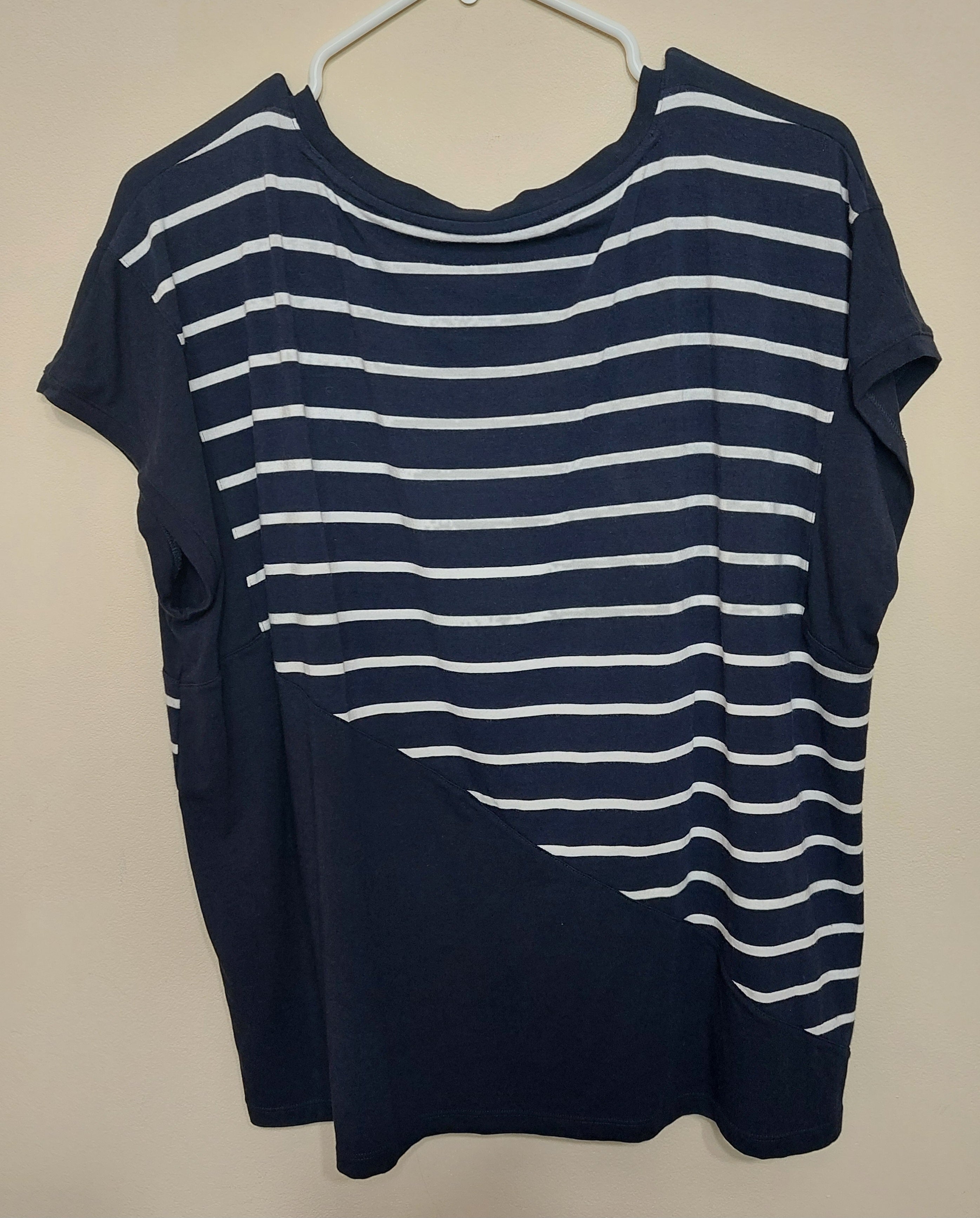 5 29 Talbots Navy White Stripe Dolman Top XL Petite