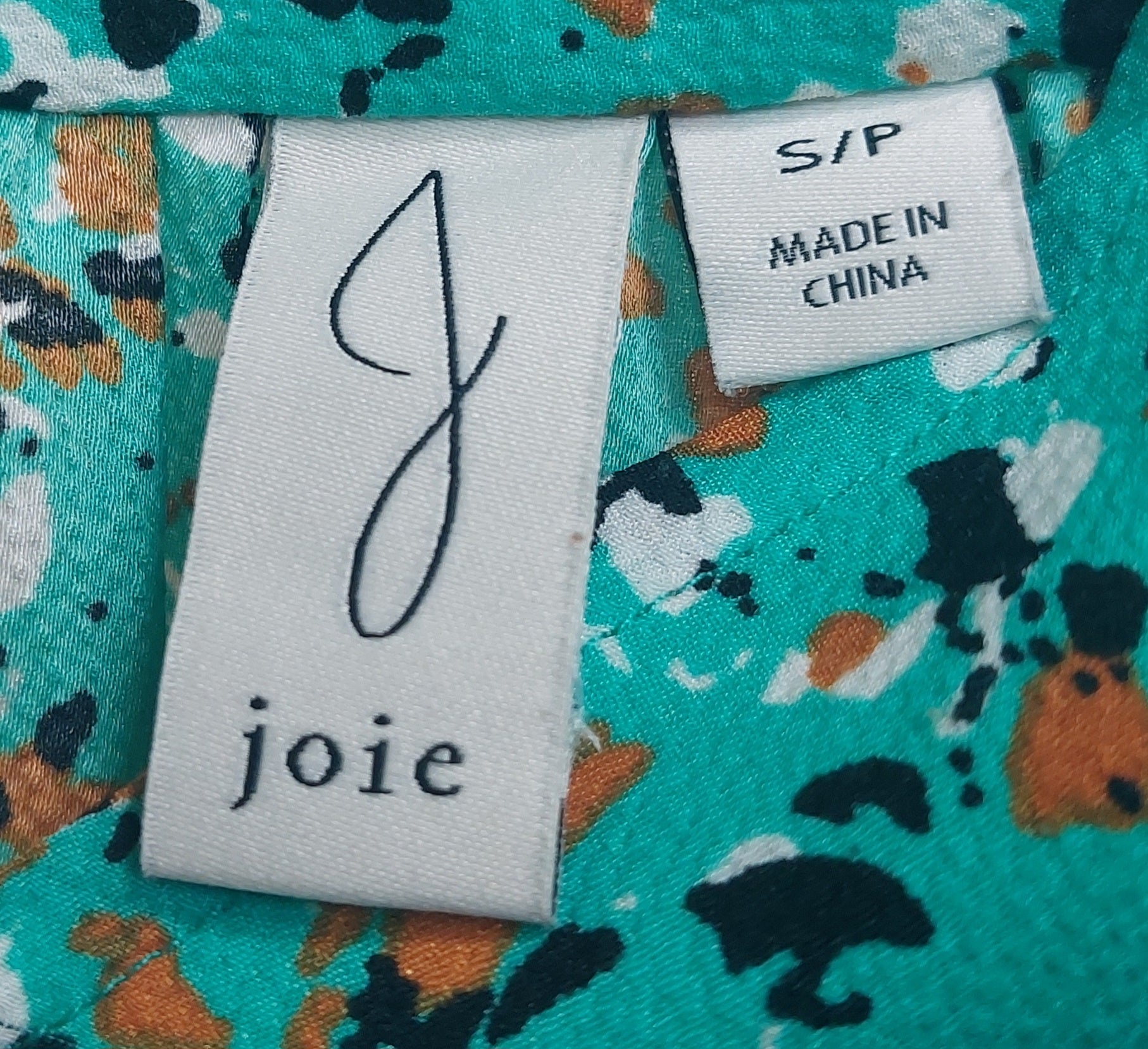 4 43 Joie Size S Abstract Print Peasant Blouse Aqua