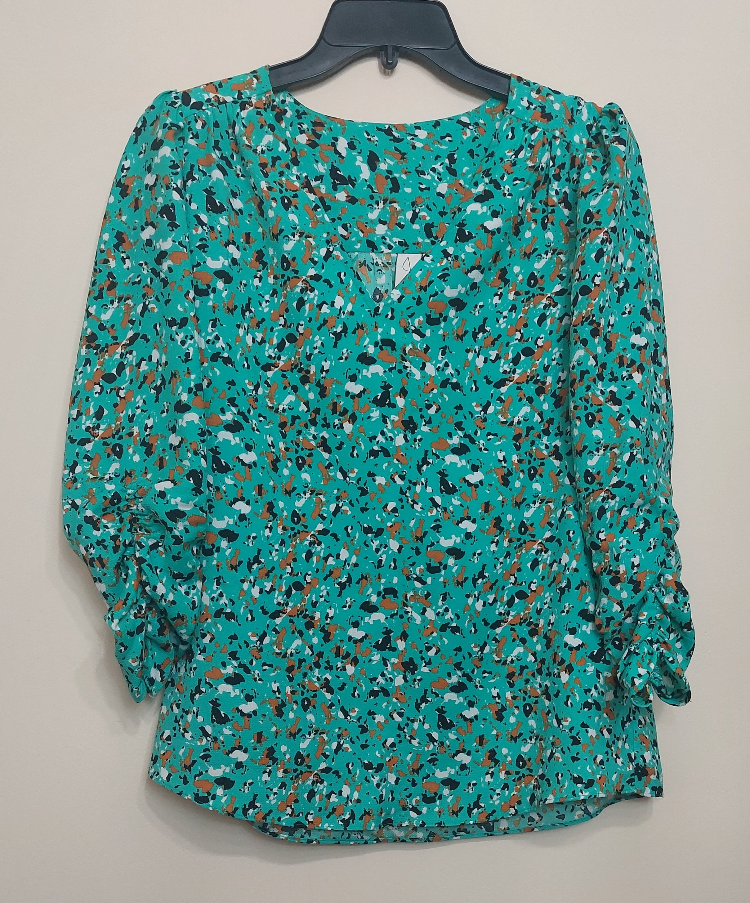 4 43 Joie Size S Abstract Print Peasant Blouse Aqua