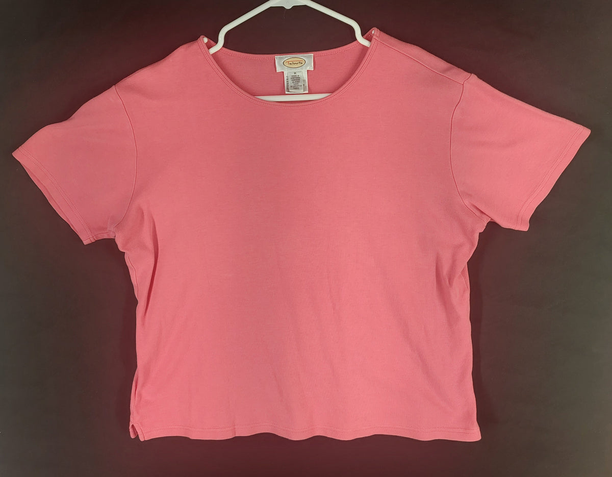 9-02 Talbots Size M Pink Pima Cotton Short Sleeve Crew Neck Tee Shirt