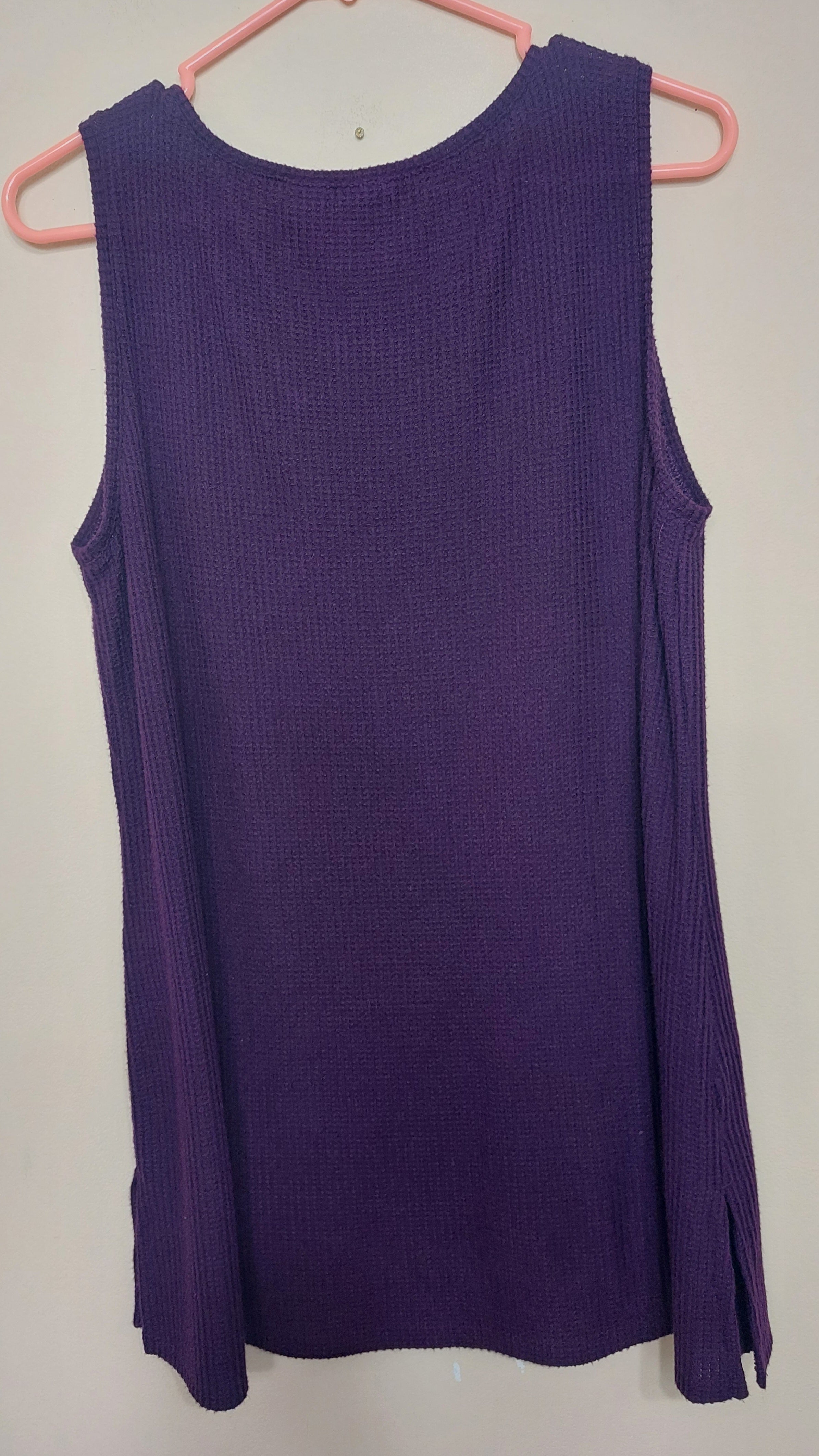 8 02 Chico's Zenergy Purple Waffle Knit Sleeveless Tunic Top Women's Size 2 XL