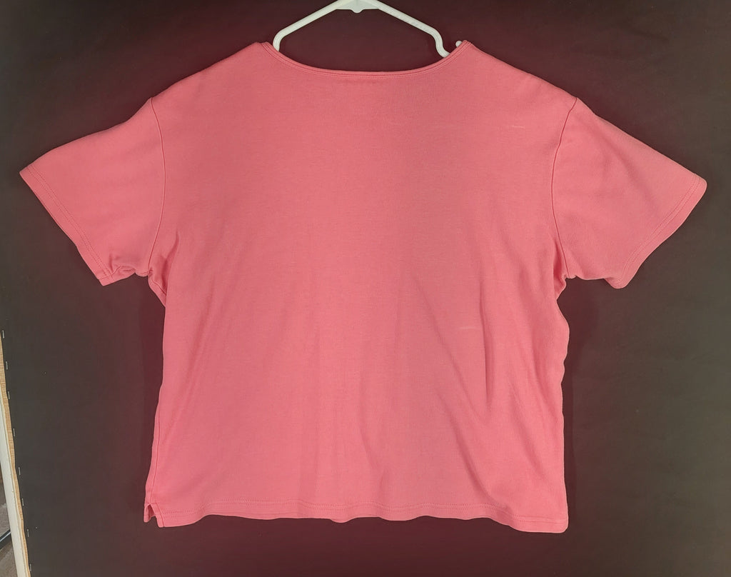 9-02 Talbots Size M Pink Pima Cotton Short Sleeve Crew Neck Tee Shirt
