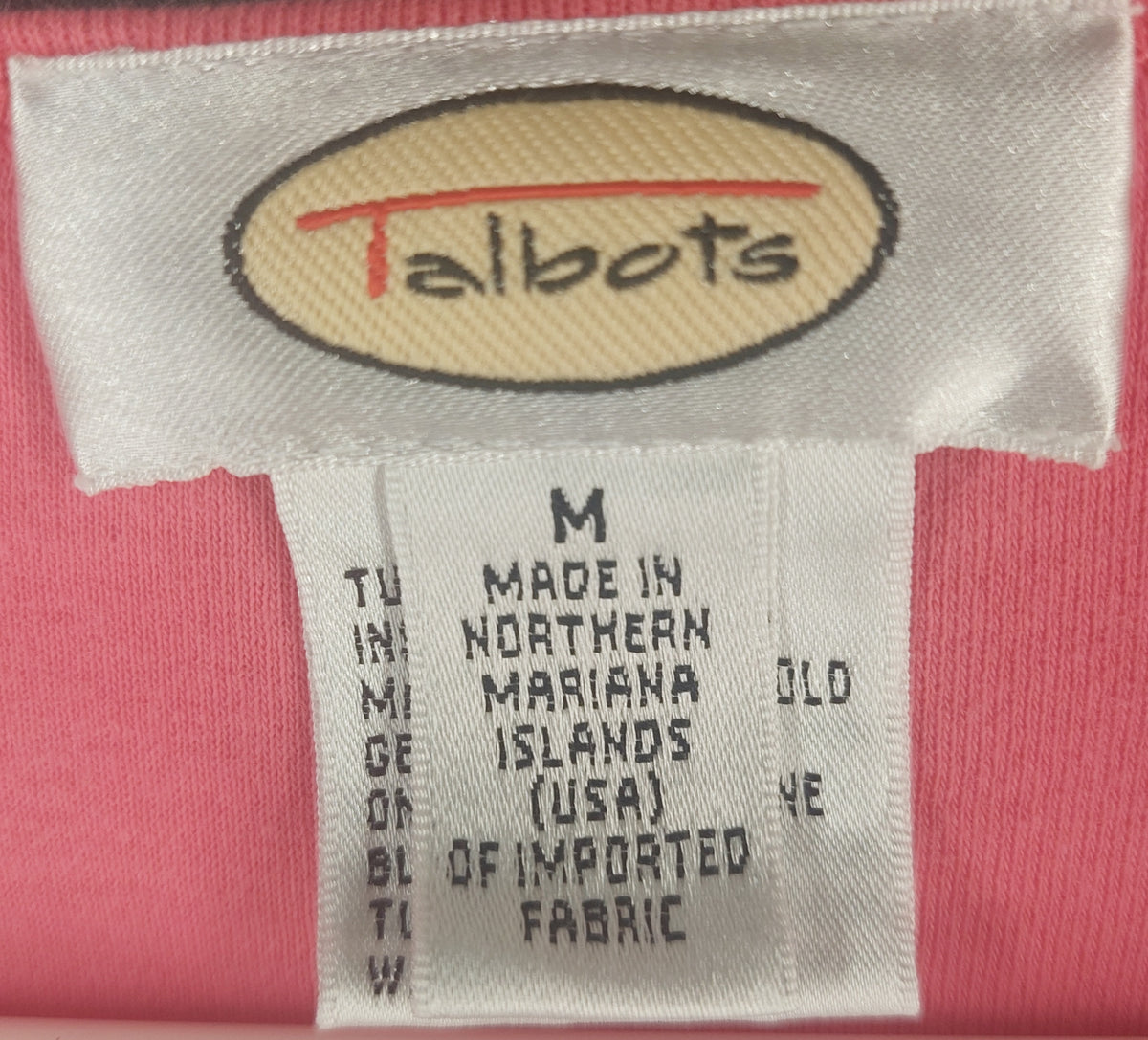 9-02 Talbots Size M Pink Pima Cotton Short Sleeve Crew Neck Tee Shirt
