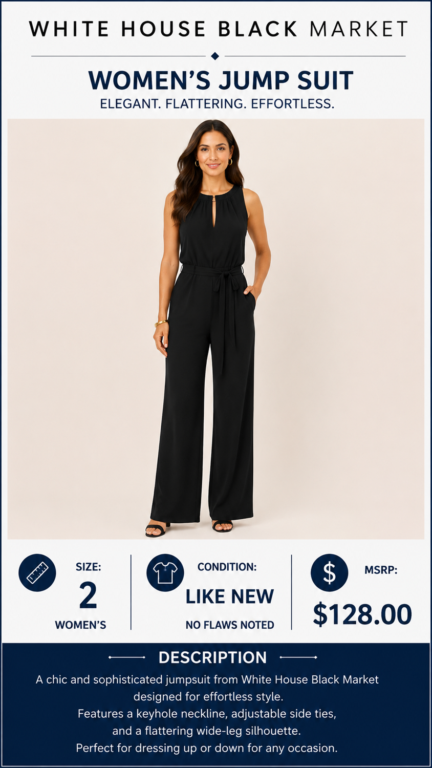 2 36 White House Black Market Jump suit Black Size 2