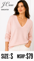 4 28 J Crew Small V Neck Sweater Pink
