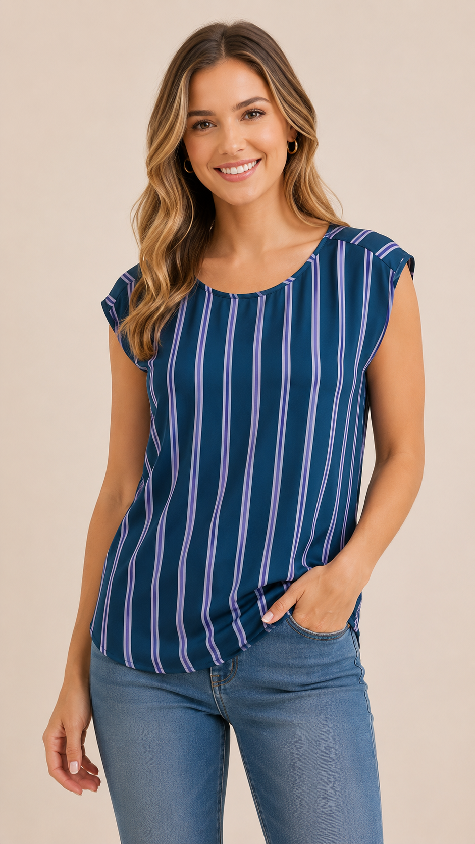 7 02 Banana Republic Size S Blue Purple Striped Blouse