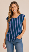 7 02 Banana Republic Size S Blue Purple Striped Blouse