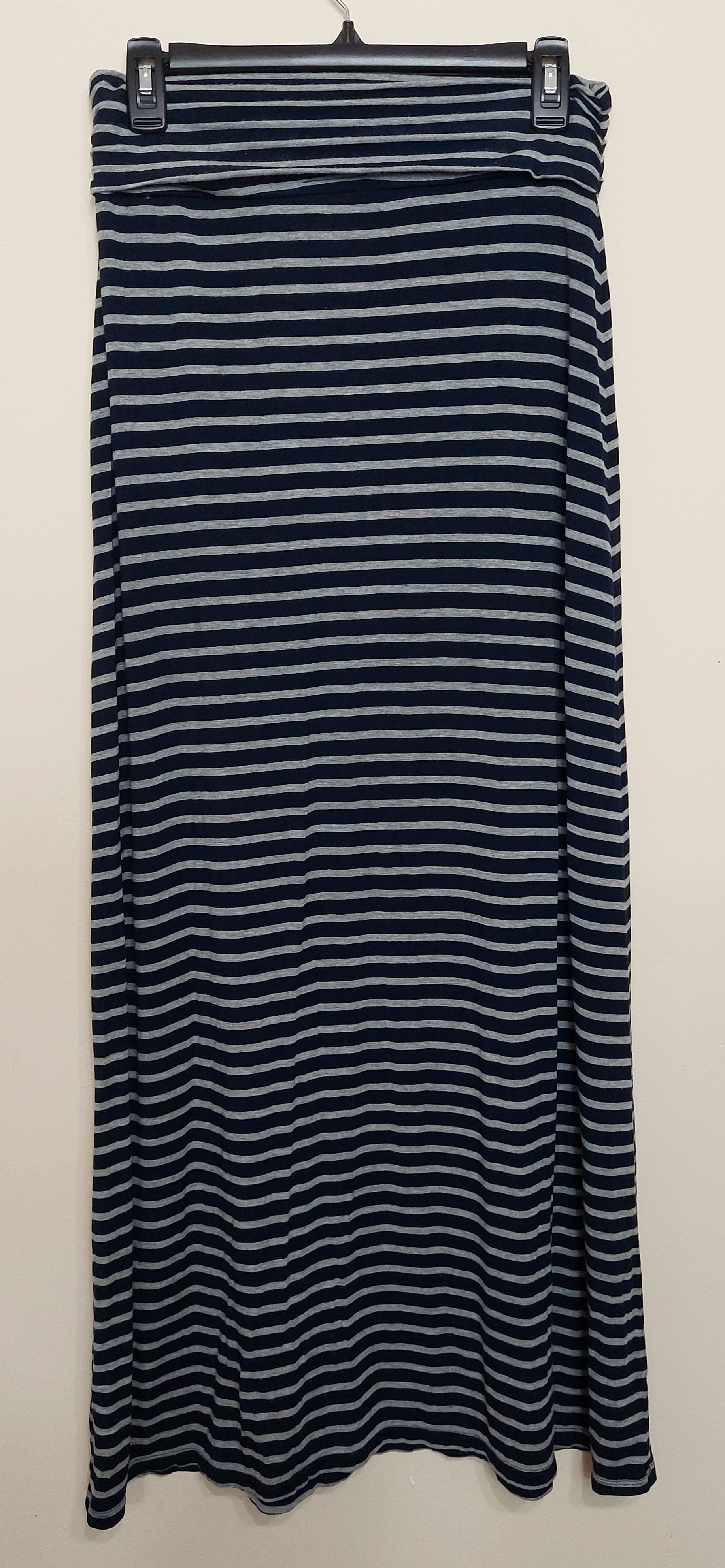 6 03 J.Crew XS Navy Gray Striped Maxi Skirt Womens
