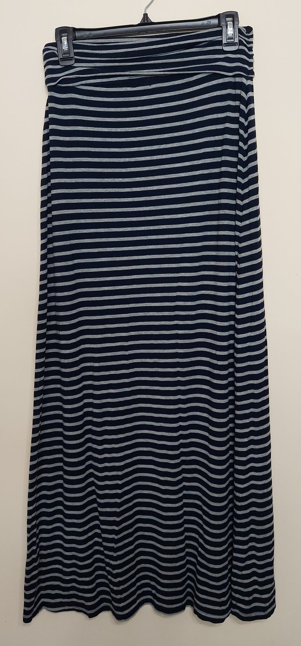 6 03 J.Crew XS Navy Gray Striped Maxi Skirt Womens