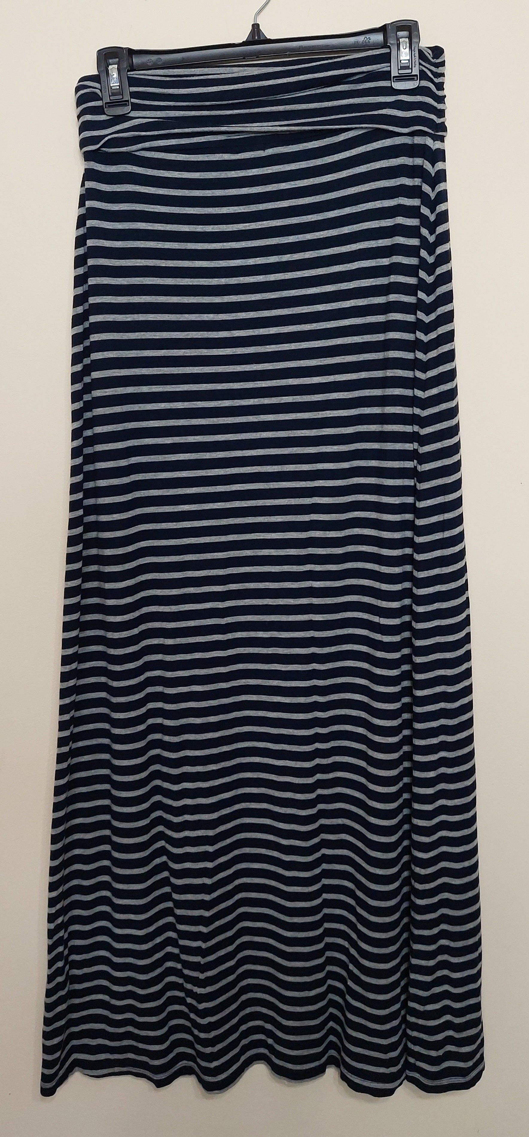 6 03 J.Crew XS Navy Gray Striped Maxi Skirt Womens