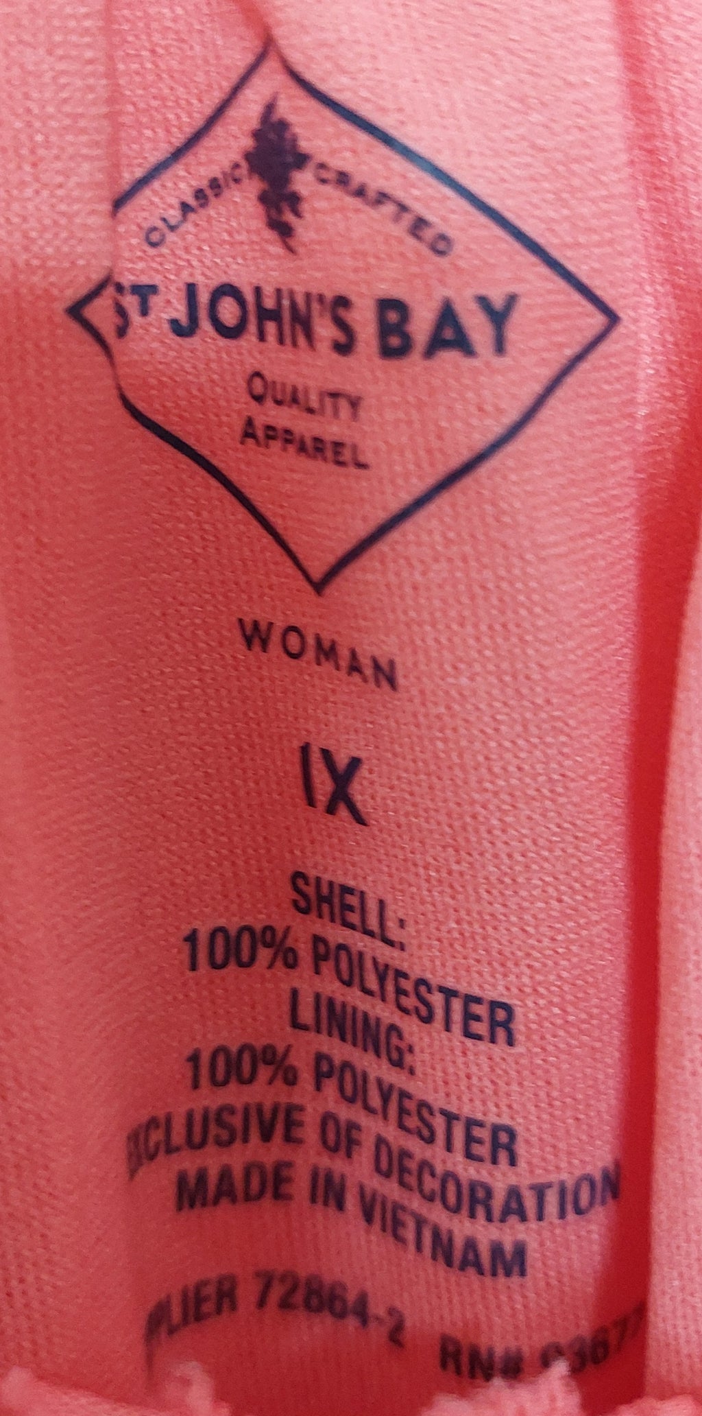 5 03 St. John's Bay Blouse Women's Plus Size 1X Coral Floral Detail