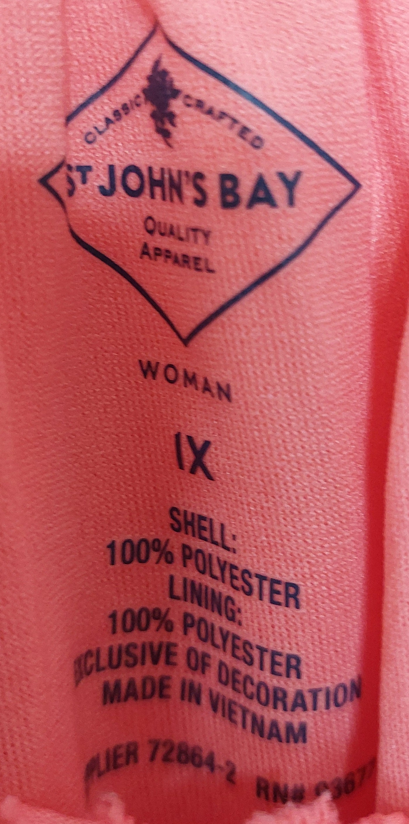 5 03 St. John's Bay Blouse Women's Plus Size 1X Coral Floral Detail