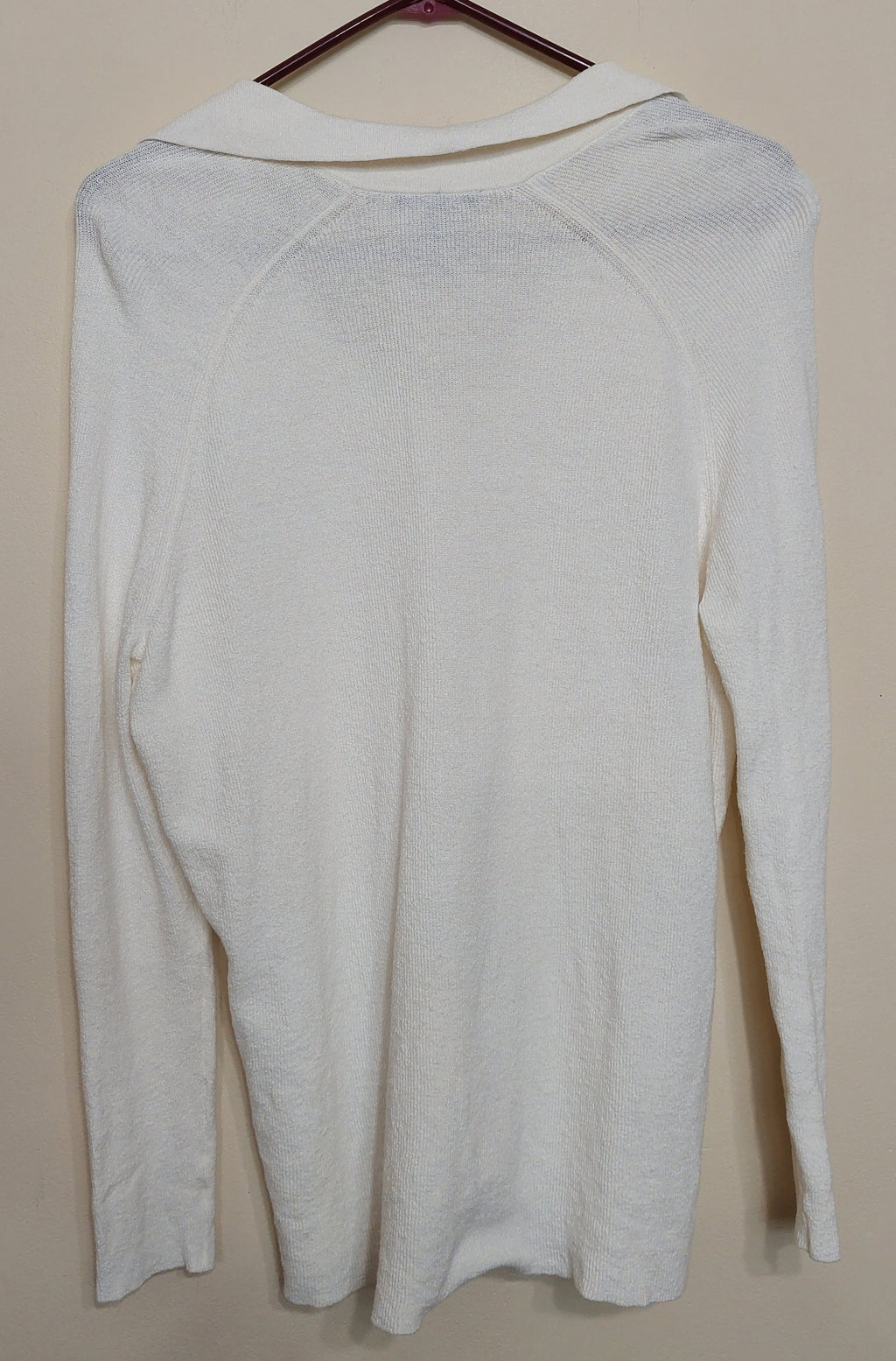 6 30 Eileen Fisher Italian Yarn Knit V Neck Collared Sweater Medium