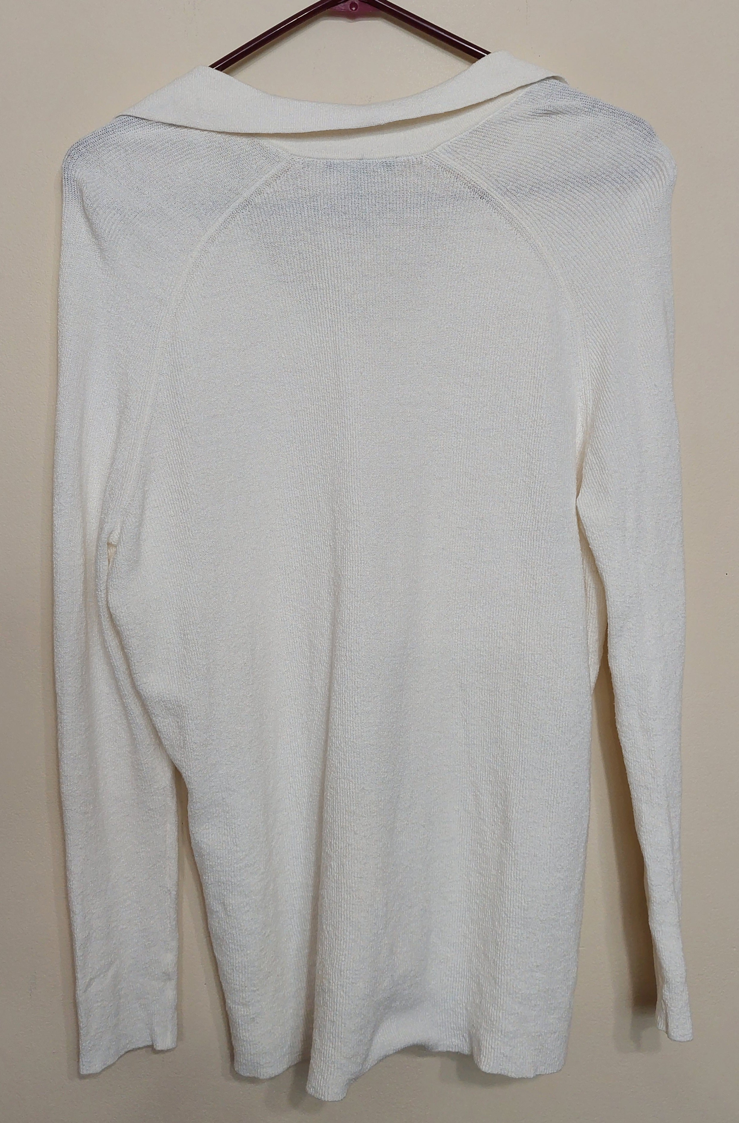 6 30 Eileen Fisher Italian Yarn Knit V Neck Collared Sweater Medium