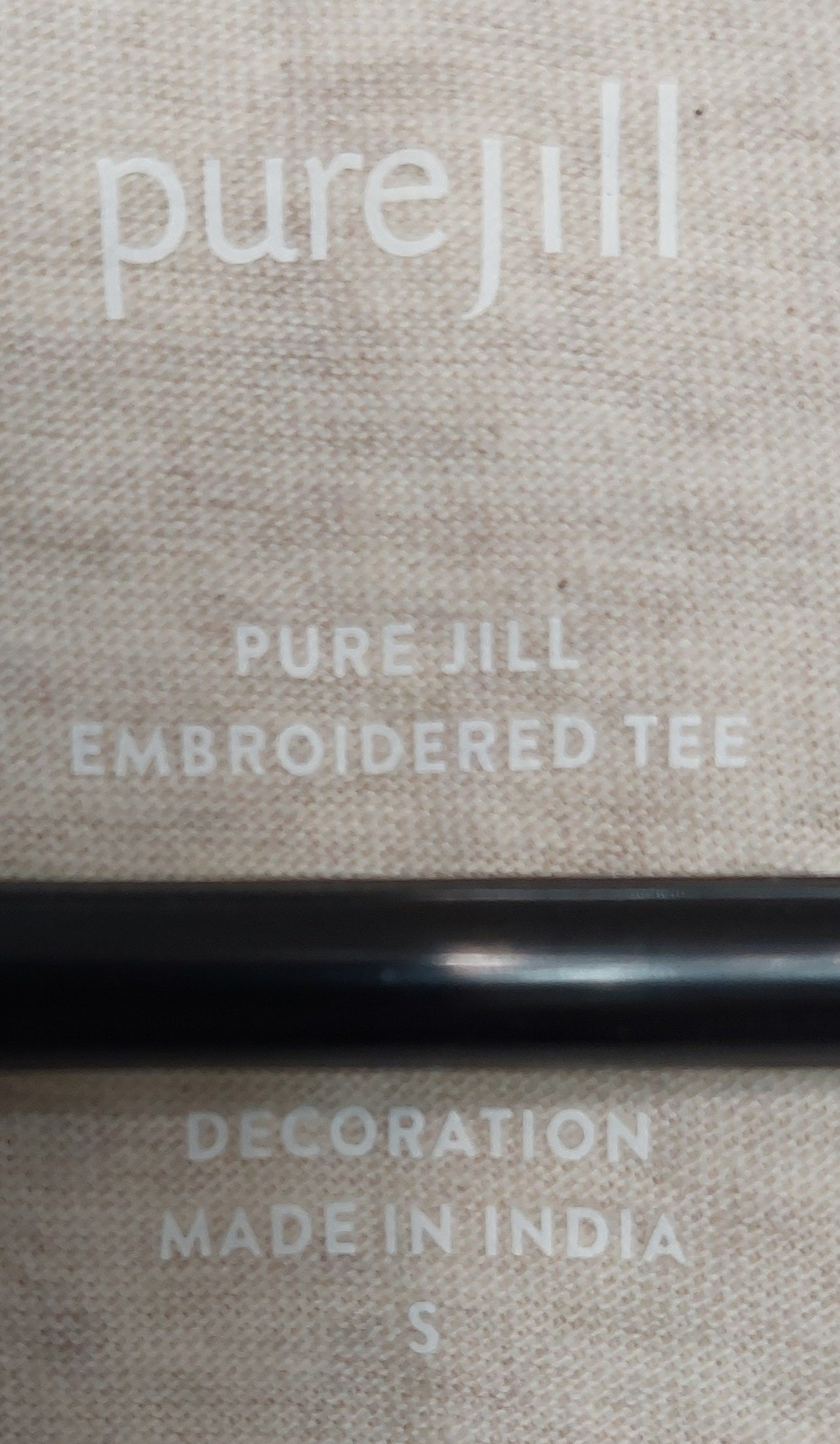 5 30 Pure Jill Embroidered Tee Cream Boho Short Sleeve Size S