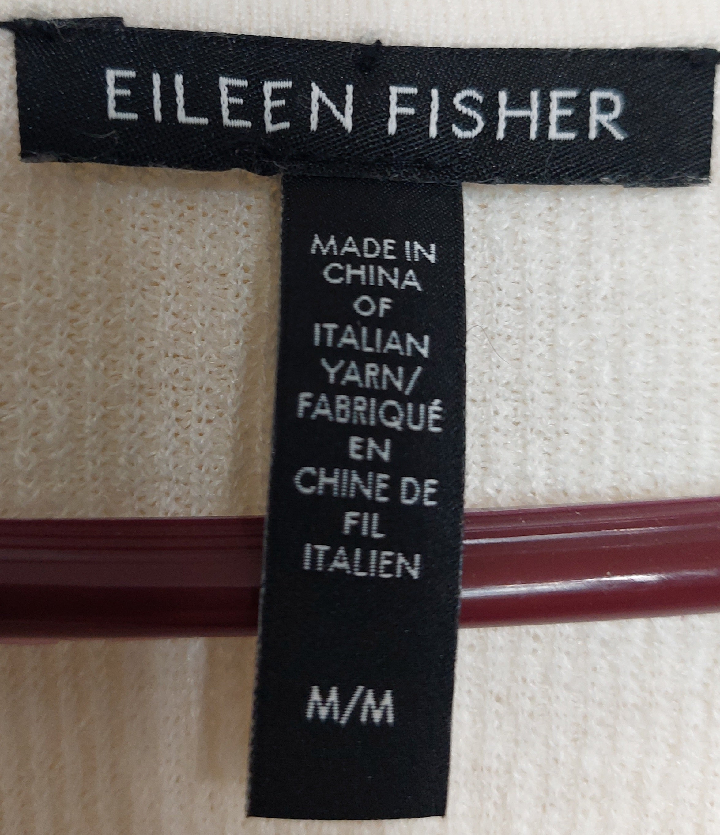 6 30 Eileen Fisher Italian Yarn Knit V Neck Collared Sweater Medium