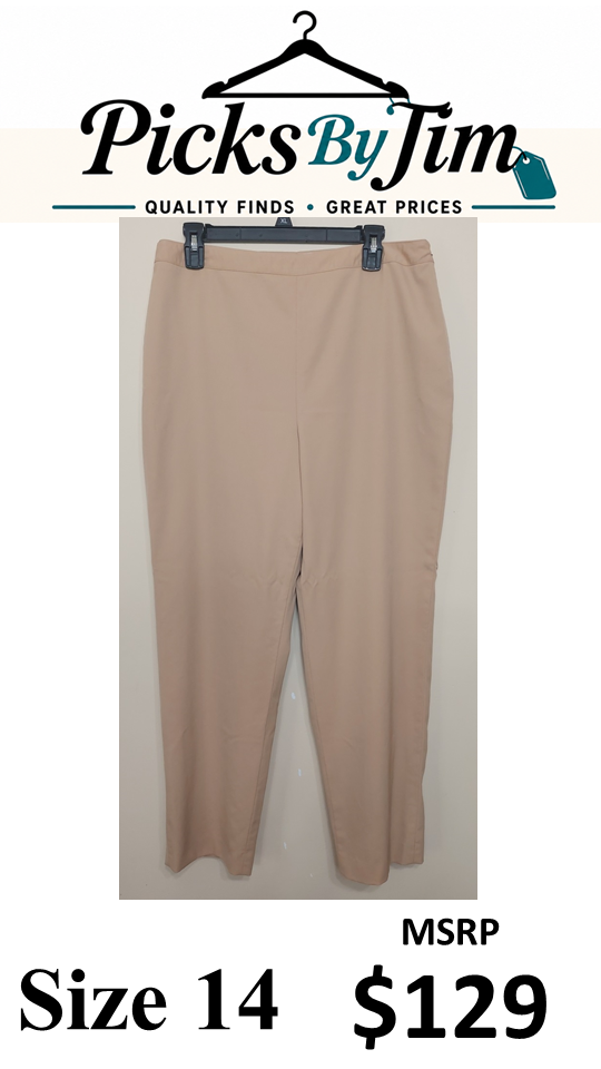 7 30 Talbots 14 Tan Wool Stretch Straight Leg Pants