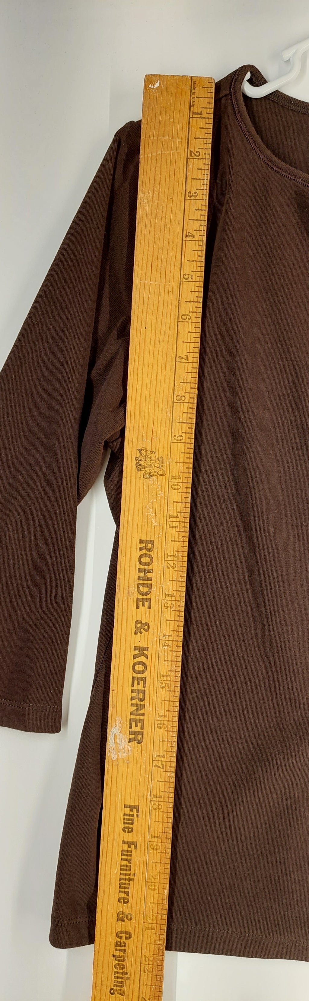 9-30 Talbots Petites Size L Brown 3/4 Sleeve Scoop Neck Cotton Stretch Top