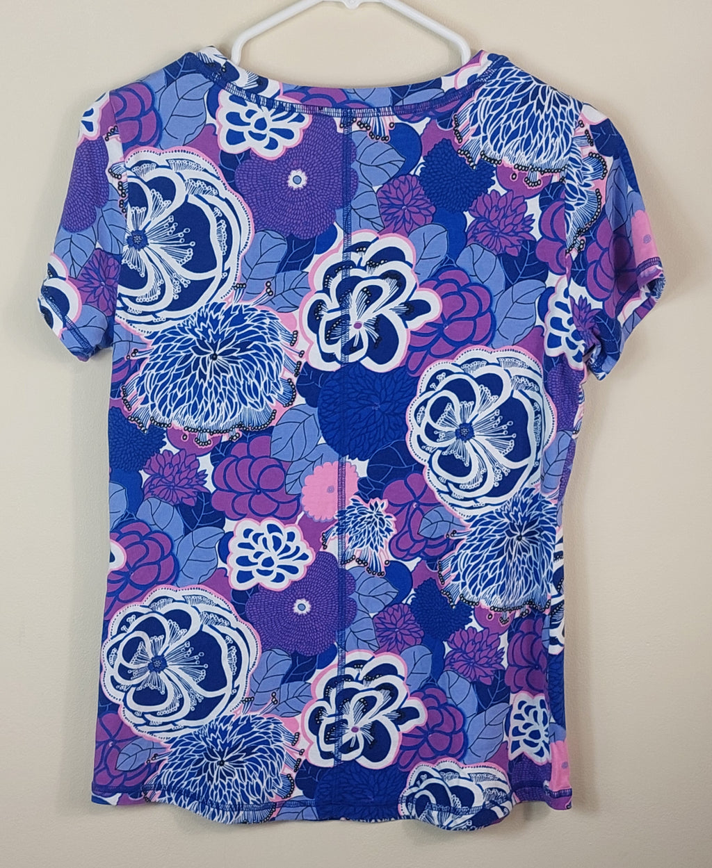 2 02 Talbots Floral Tee Blue Pink Size Small