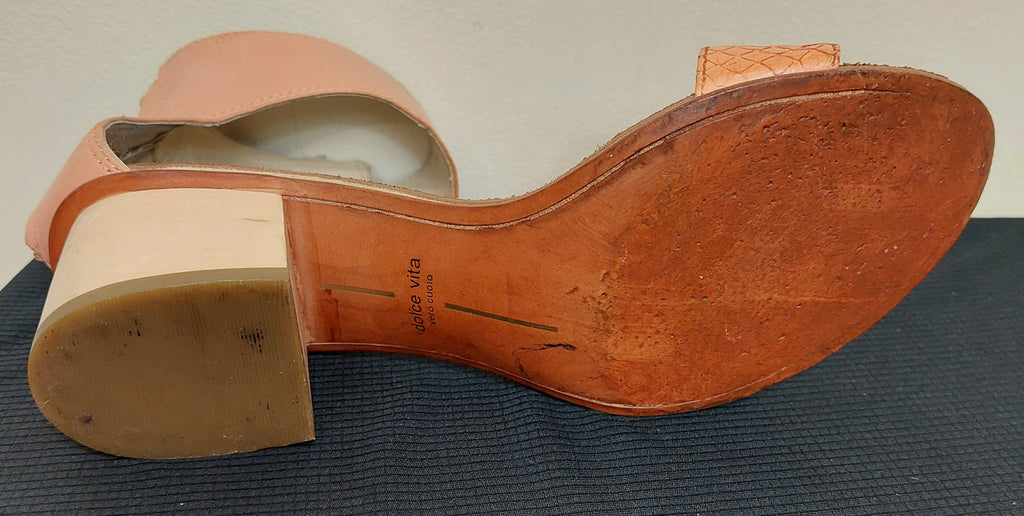 5 31 Dolce Vita Coral Leather Block Heel Sandals Size 7