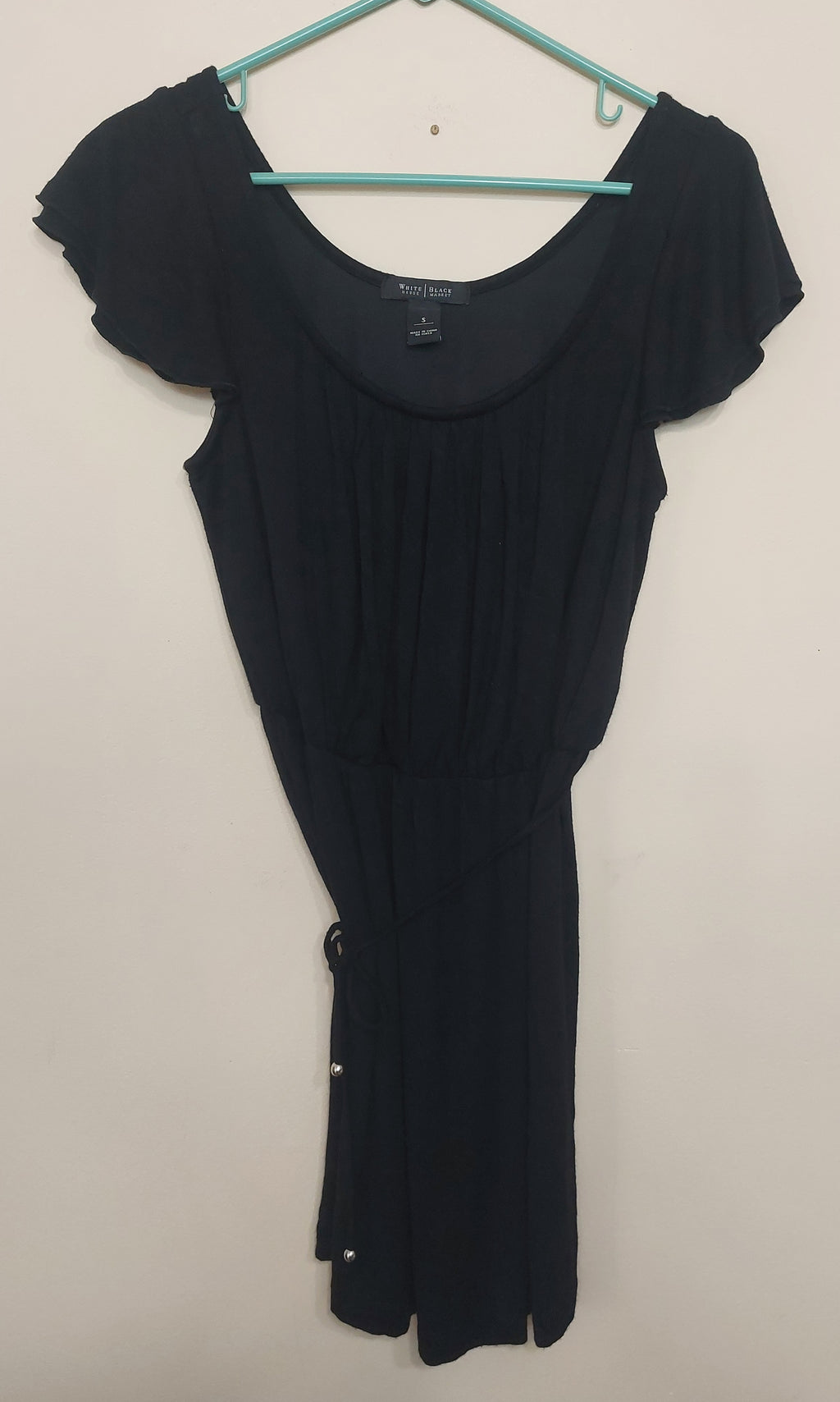 7 31 White House Black Market S Black Flutter Sleeve Dress
