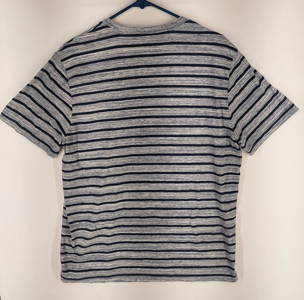9-31 St. John’s Bay Men’s Large Navy Gray Striped Short Sleeve Crew Neck T-Shirt