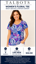 2 02 Talbots Floral Tee Blue Pink Size Small